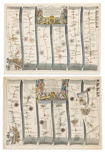 (BRITISH ROADS.) Group of engraved strip maps.